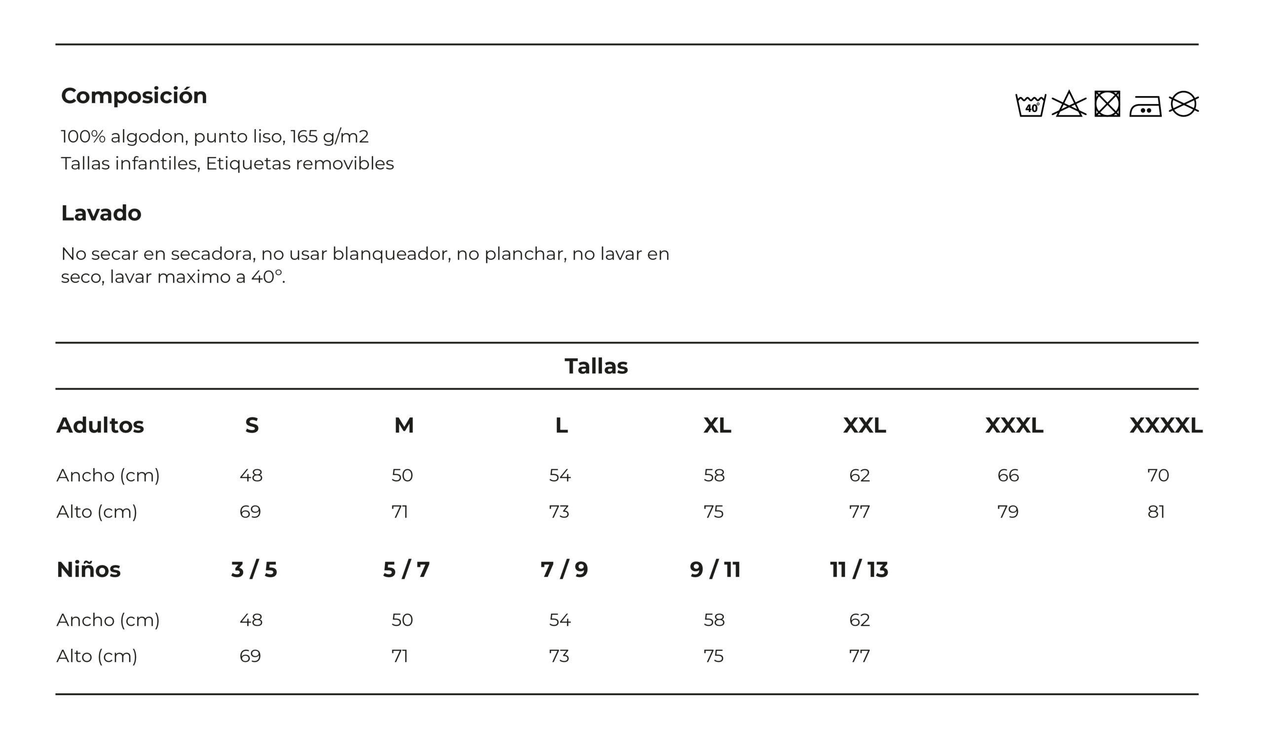Guia de tallas